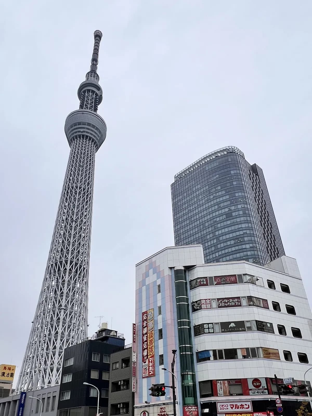 Tokyo Skytree toren gezien vanuit de stad